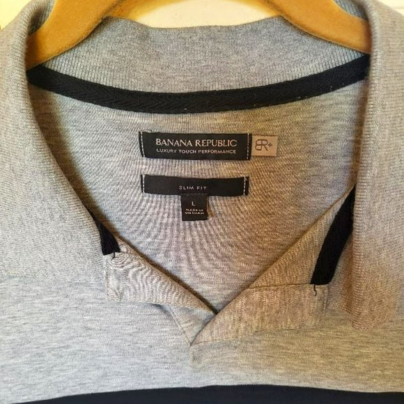 Banana Republic Gray Slim Fit Knit Short Sleeve Shirt - Size Large - Picture 4 of 4